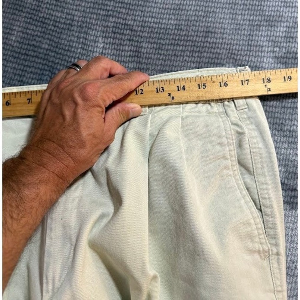 Savane Mens Pleated Front Chino Pants Stone Beige Cotton Twill Trousers 34X29 - Picture 5 of 8